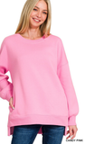 ZENANA Hi-Low Boyfriend Sweatshirts w/ Pockets, Assorted Colors