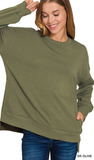 ZENANA Hi-Low Boyfriend Sweatshirts w/ Pockets, Assorted Colors