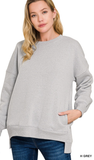 ZENANA Hi-Low Boyfriend Sweatshirts w/ Pockets, Assorted Colors
