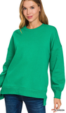 ZENANA Hi-Low Boyfriend Sweatshirts w/ Pockets, Assorted Colors