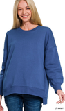 ZENANA Hi-Low Boyfriend Sweatshirts w/ Pockets, Assorted Colors