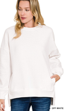 ZENANA Hi-Low Boyfriend Sweatshirts w/ Pockets, Assorted Colors