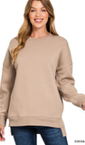 ZENANA Hi-Low Boyfriend Sweatshirts w/ Pockets, Assorted Colors