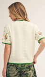 JODIFL Embroidered Short Sleeve Cardigan