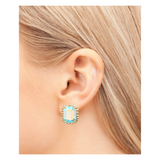 Sorrelli Octavia Scalloped Stud Earrings in Aqua Aurora Borealis