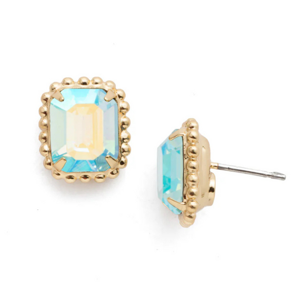 Sorrelli Octavia Scalloped Stud Earrings in Aqua Aurora Borealis