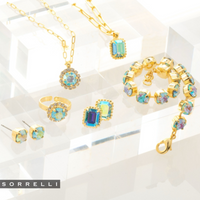 Sorrelli Octavia Scalloped Stud Earrings in Aqua Aurora Borealis