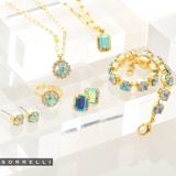 Sorrelli Octavia Scalloped Stud Earrings in Aqua Aurora Borealis