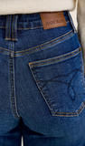 JUDY BLUE, Tummy Control Claudia Ankle Wide Jeans, DK Deep Indigo