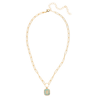 Sorrelli Octavia Scalloped Pendant Necklace in Aqua Aurora Borealis