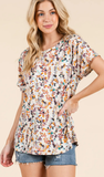 BOMBOM Floral Print Relaxed T-Shirt