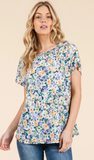 BOMBOM Pastel Floral Print Relaxed T-Shirt