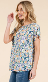 BOMBOM Pastel Floral Print Relaxed T-Shirt