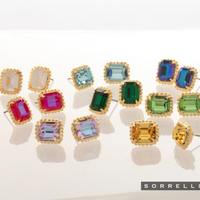Sorrelli Octavia Scalloped Stud Earrings in Aquamarine