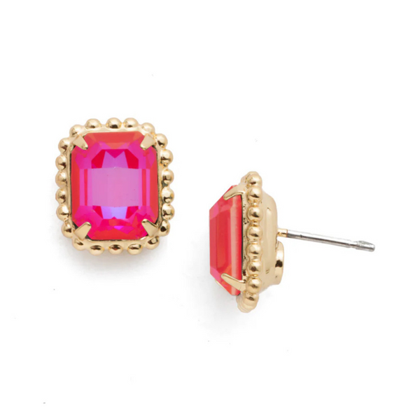 Sorrelli Octavia Scalloped Stud Earrings in Red Royal Delite
