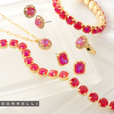 Sorrelli Octavia Scalloped Stud Earrings in Red Royal Delite