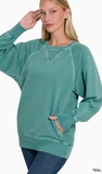 Zenana French Terry Pullover with Pockets, Assorted Colors