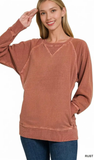 Zenana French Terry Pullover with Pockets, Assorted Colors