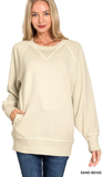 Zenana French Terry Pullover with Pockets, Assorted Colors