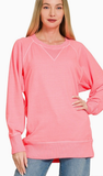 Zenana French Terry Pullover with Pockets, Assorted Colors