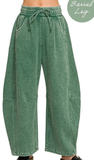ZENANA, Fleece Barrel Leg Sweatpants, Assorted Colors