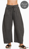 ZENANA, Fleece Barrel Leg Sweatpants, Assorted Colors