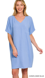Zenana T-Shirt Pocket Dress, Assorted Colors