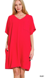 Zenana T-Shirt Pocket Dress, Assorted Colors