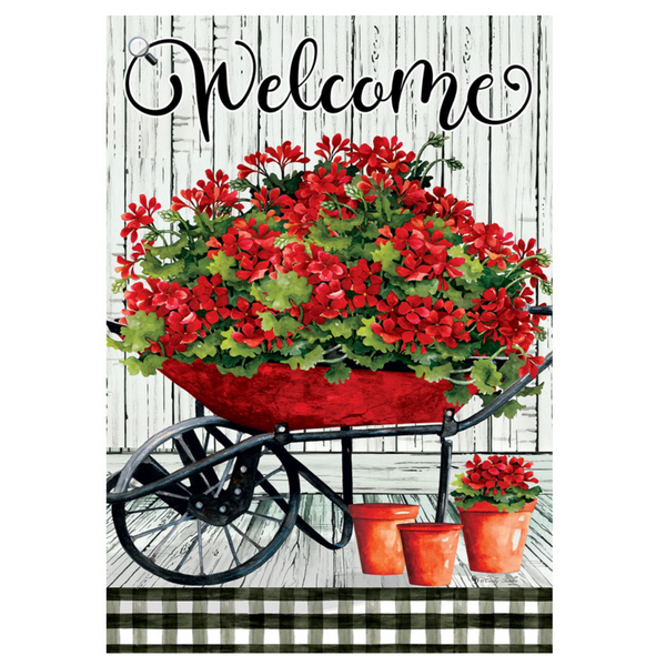 ‘Geranium Wheelbarrow’ Decorative Flag