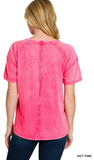 ZENANA Acid Washed Round Neck T-Shirt, Assorted Colors