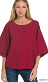 ZENANA Exposed Seam Dolman Sleeve Knit Top, Assorted Colors