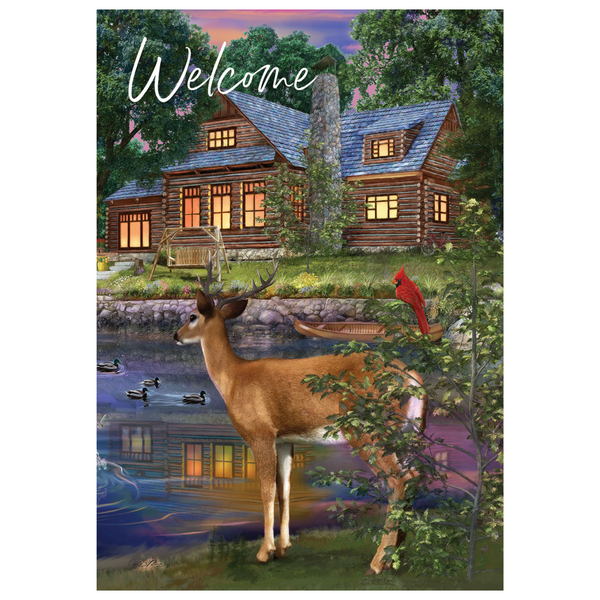 ‘Deer Cabin’ Decorative Flag