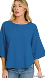 ZENANA Exposed Seam Dolman Sleeve Knit Top, Assorted Colors