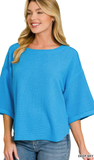 ZENANA Exposed Seam Dolman Sleeve Knit Top, Assorted Colors