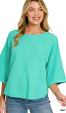 ZENANA Exposed Seam Dolman Sleeve Knit Top, Assorted Colors