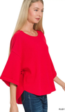 ZENANA Exposed Seam Dolman Sleeve Knit Top, Assorted Colors