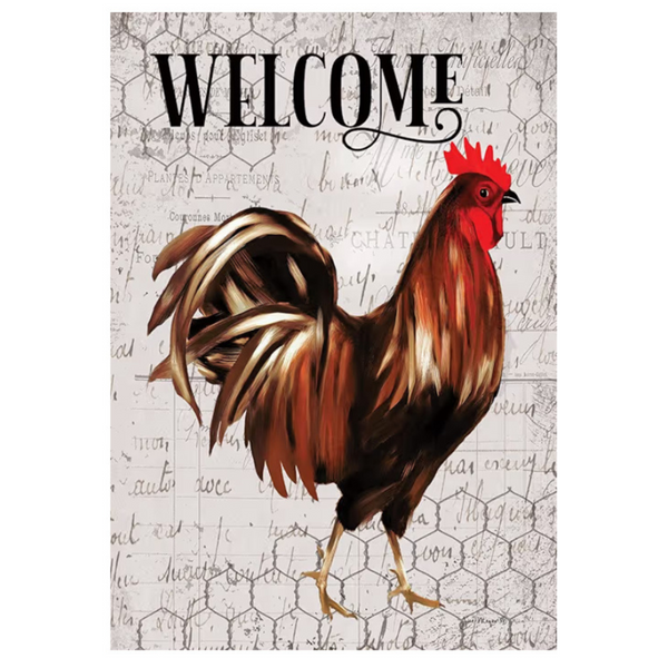 ‘Rooster on Chicken Wire’ Decorative Flag