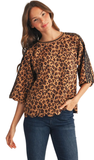 JODIFL, 3/4 Raglan Sleeve Leopard Top, Assorted Colors