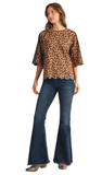 JODIFL, 3/4 Raglan Sleeve Leopard Top, Assorted Colors