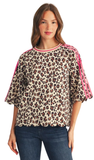 JODIFL, 3/4 Raglan Sleeve Leopard Top, Assorted Colors