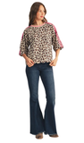 JODIFL, 3/4 Raglan Sleeve Leopard Top, Assorted Colors