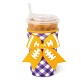 SWIG “Gameday Gingham Purple + Yellow” Medium Iced Cup Coolie