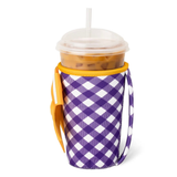 SWIG “Gameday Gingham Purple + Yellow” Medium Iced Cup Coolie