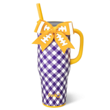 SWIG Leakproof Mega Mug 40oz “Gameday Gingham Purple + Yellow”