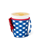 SWIG “Gameday Gingham Royal + Red” Small Iced Cup Coolie