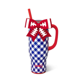 SWIG "Gameday Gingham Royal + Red” 30oz Leak Proof Mega Mug