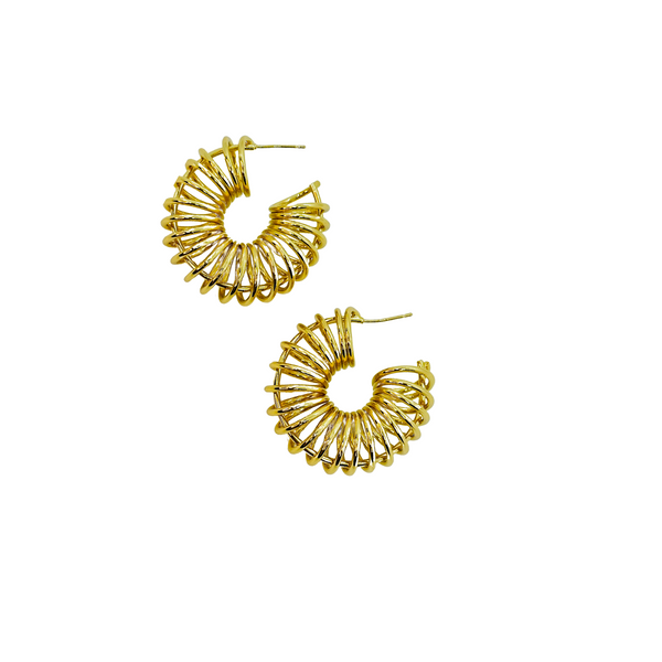 Thin Spiral Chunky Gold Hoop Earrings