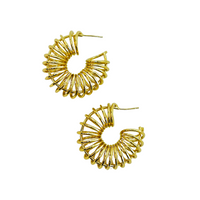 Thin Spiral Chunky Gold Hoop Earrings