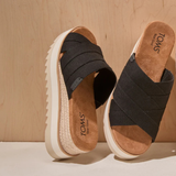 TOMS “Diana” Crossover Mule Wedge in Black Canvas