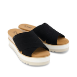 TOMS “Diana” Crossover Mule Wedge in Black Canvas